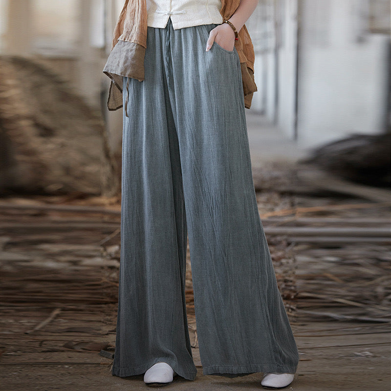 Tao One Tech™ • Heaven and Earth Qigong Pants • Flowy Wide Leg • Tie Dye Folds • Tech Pockets • Heaven's Silk Linen • Gender Neutral