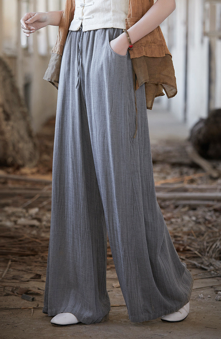 Tao One Tech™ • Heaven and Earth Qigong Pants • Flowy Wide Leg • Tie Dye Folds • Tech Pockets • Heaven's Silk Linen • Gender Neutral