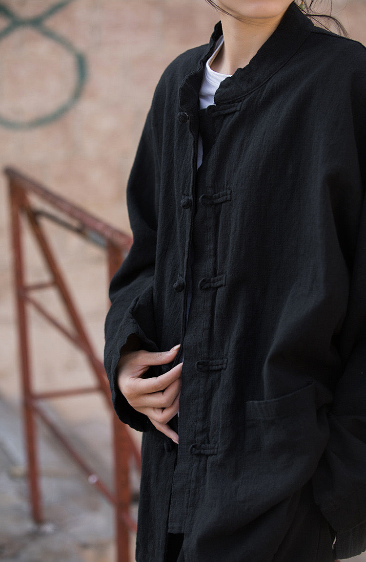 Tao One Tech™ • Tang Suit Cardigan Jacket • 5 Buttons • Tech Pockets • Ramie Cotton • Gender Neutral