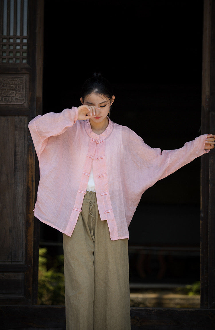 Tao One Tech™ • Zen Breathable Cardigan Jacket • Butterfly Bat Wings • 5 Buttons • Sunscreen Layer • Translucent • Pure Ramie