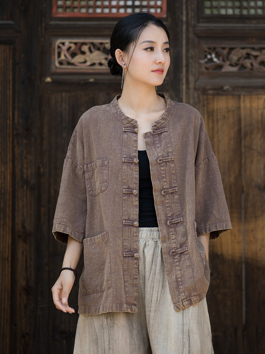 Tao One Tech™ • Zen Tea Cardigan Jacket • Sunscreen Layer • Ramie Cotton • Gender Neutral