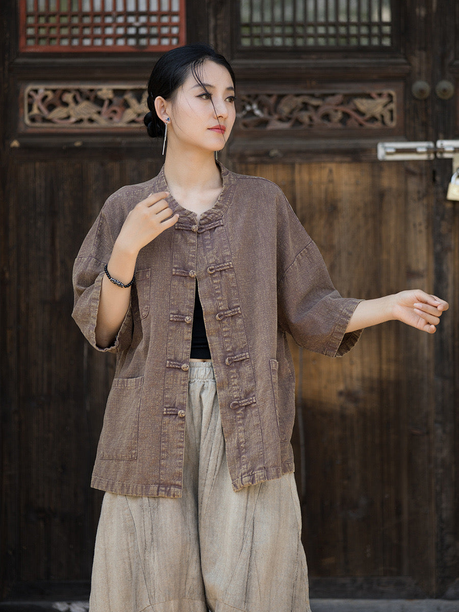 Tao One Tech™ • Zen Tea Cardigan Jacket • Sunscreen Layer • Ramie Cotton • Gender Neutral