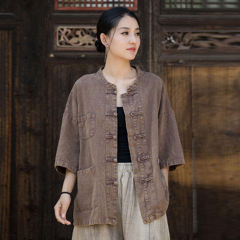 Tao One Tech™ • Zen Tea Cardigan Jacket • Sunscreen Layer • Ramie Cotton • Gender Neutral