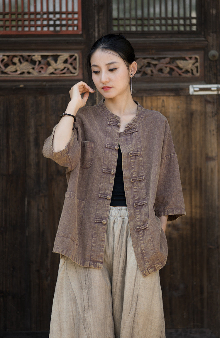 Tao One Tech™ • Zen Tea Cardigan Jacket • Sunscreen Layer • Ramie Cotton • Gender Neutral