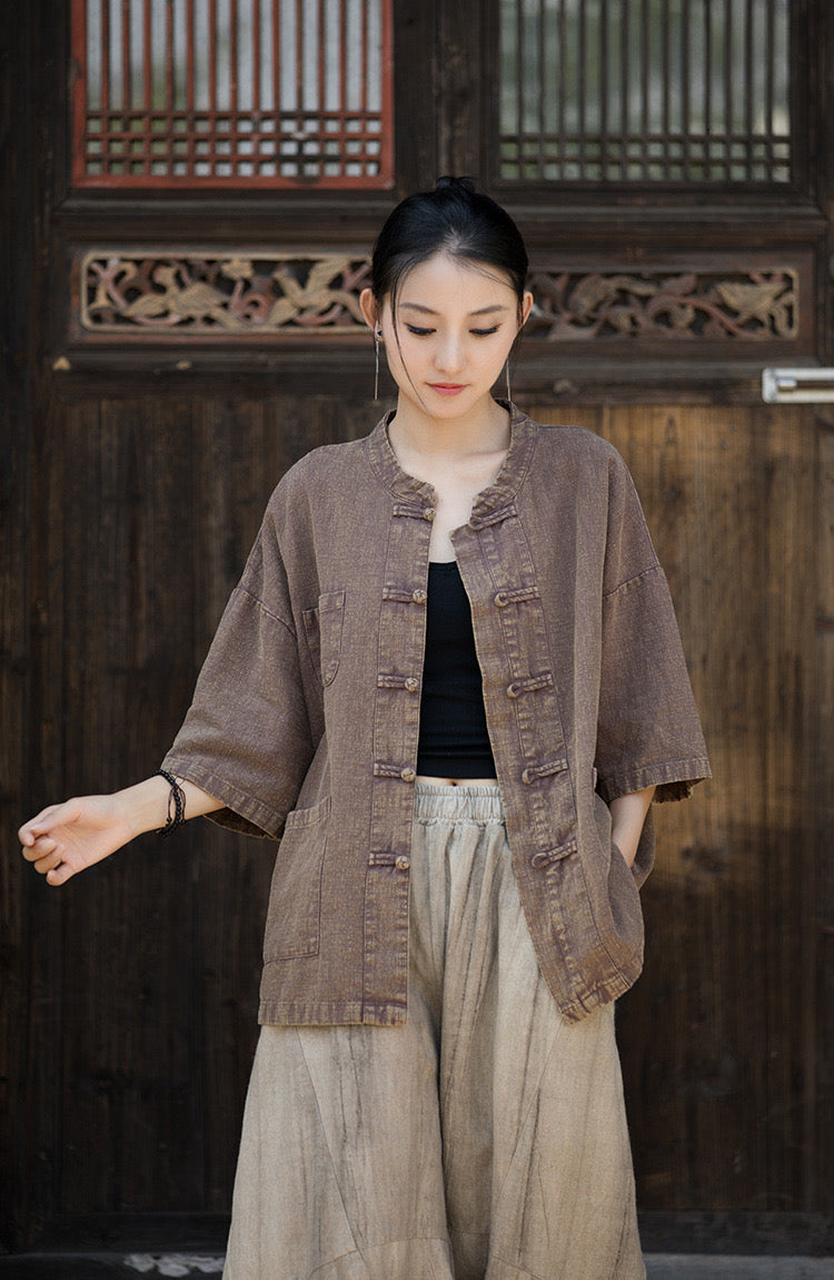 Tao One Tech™ • Zen Tea Cardigan Jacket • Sunscreen Layer • Ramie Cotton • Gender Neutral