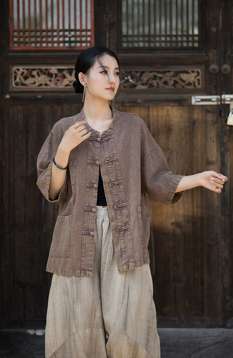 Tao One Tech™ • Zen Tea Cardigan Jacket • Sunscreen Layer • Ramie Cotton • Gender Neutral