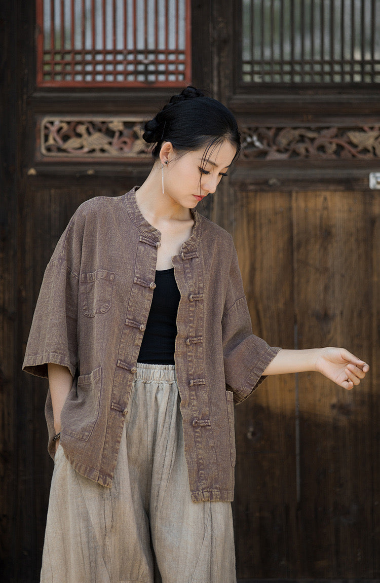 Tao One Tech™ • Zen Tea Cardigan Jacket • Sunscreen Layer • Ramie Cotton • Gender Neutral