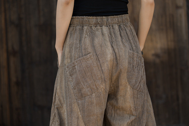 Tao One Tech™ • Zen Tea Meditation Pants • Kung Fu Pants • Tie Dye Folds • Tech Pockets • Ramie Cotton • Gender Neutral