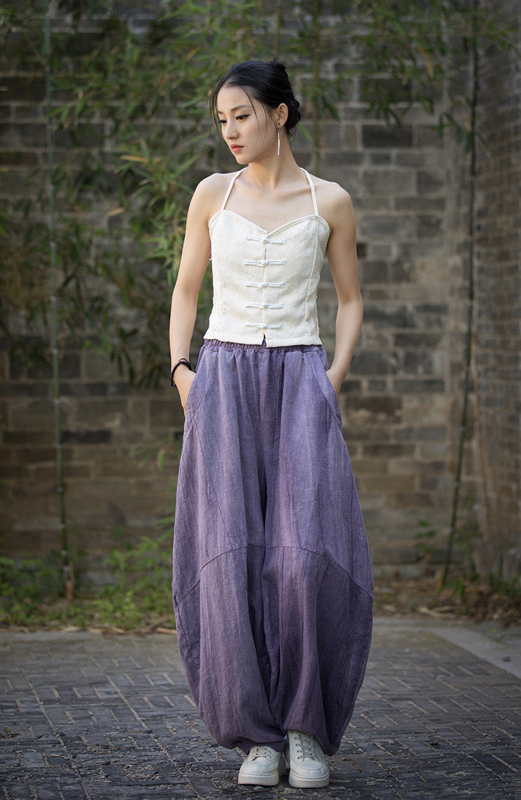 Tao One Tech™ • Zen Meditation Pants • Kung Fu Pants • Tie Dye Folds • Tech Pockets • Ramie Cotton • Gender Neutral