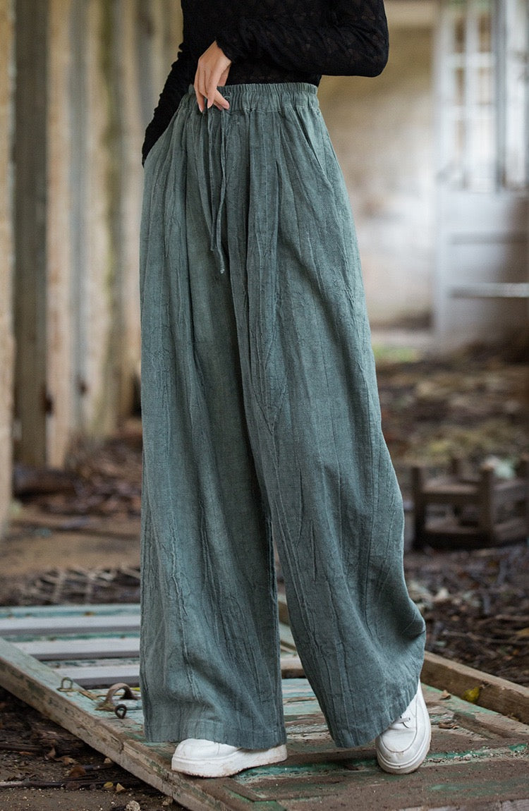 Tao One Tech™ • Zen Tea Flow Pants • Tie Dye Folds • Drawstrings • Tech Pockets • Ramie Cotton • Gender Neutral