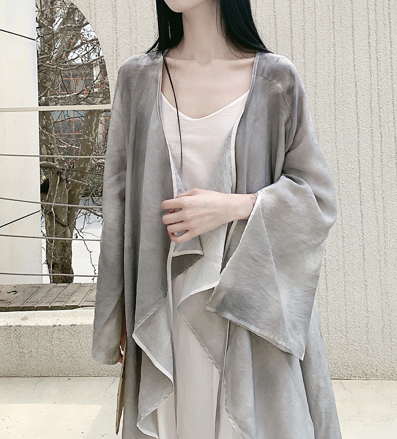 The Dao 道 of Zen Water Drop Kimono Cardigan • Flowy Qi • Water Lotus Drape • Plant Colour Spray Glow Up