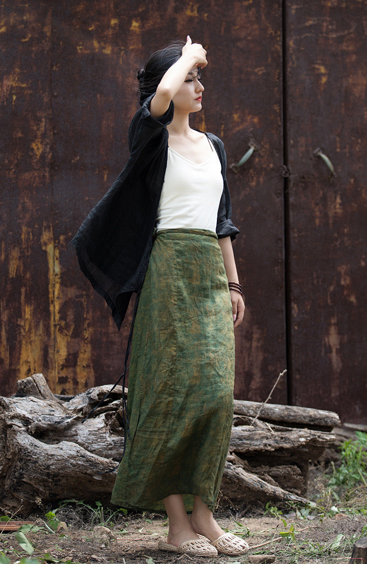 The Dao 道 of Zen Bronze Patina Wrap Skirt • Elegant Patina Art • Flowy Qi, Breathable Air Flow, Cooling, Sweat Wicking • Sunscreen Layer