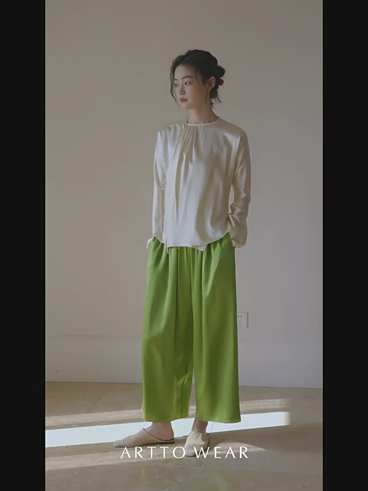 Tao One Tech™ Jade Flow Pants • Mulberry Silk • 6A Grade • Pre-Order • Art Haute Couture • Limited Edition