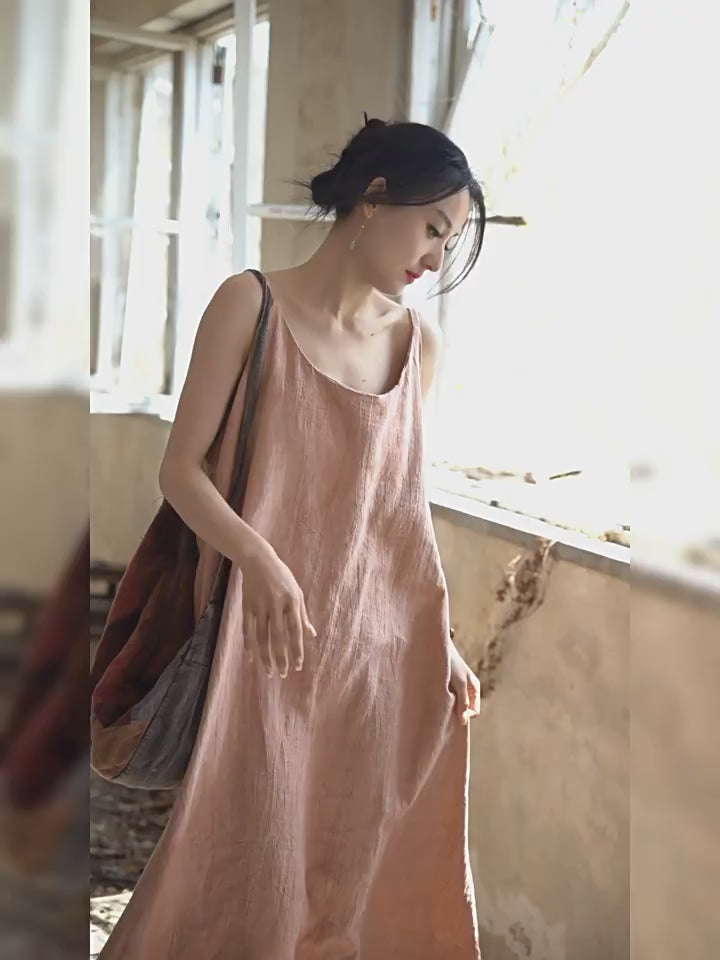 Tao One Tech™ • Long Strap Dress • Tie Dye • Linen Cotton